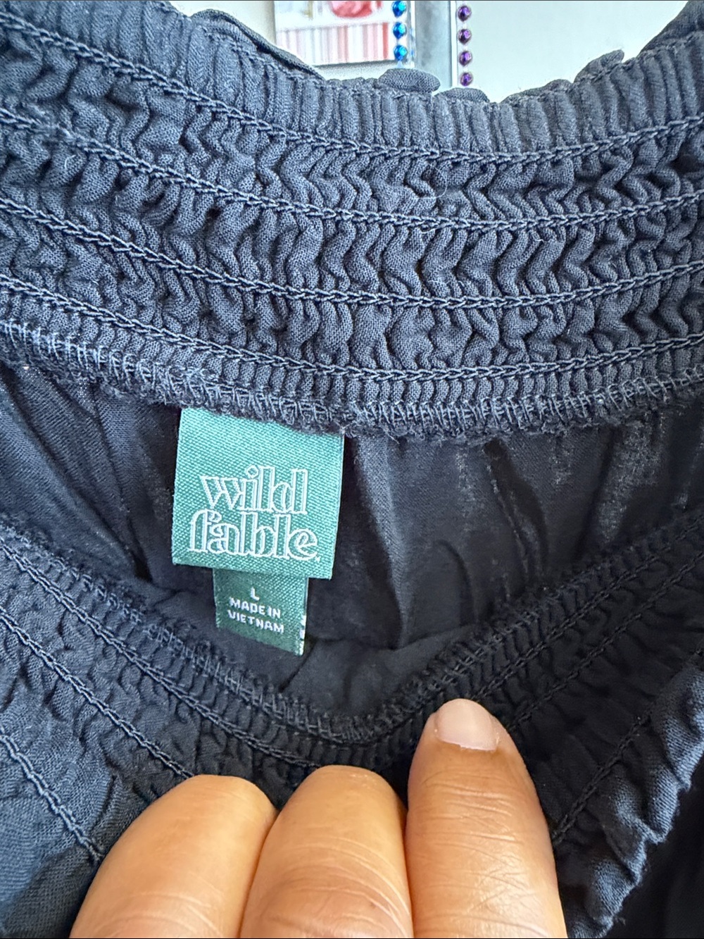 wild fable Black Smocked Waist Tiered Mini Skirt - Picture 2 of 3